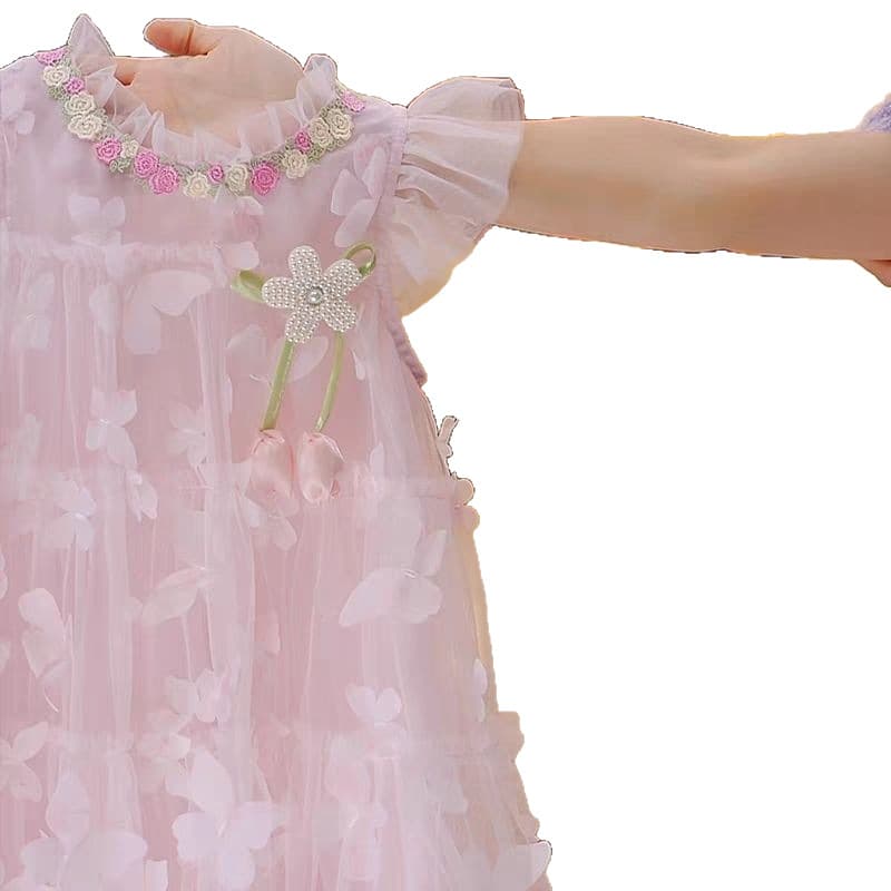 Girls' Dress 2026 New Style Children's Big Girl Fashionable Summer Dress with Cake Skirt and Tulle Skirt