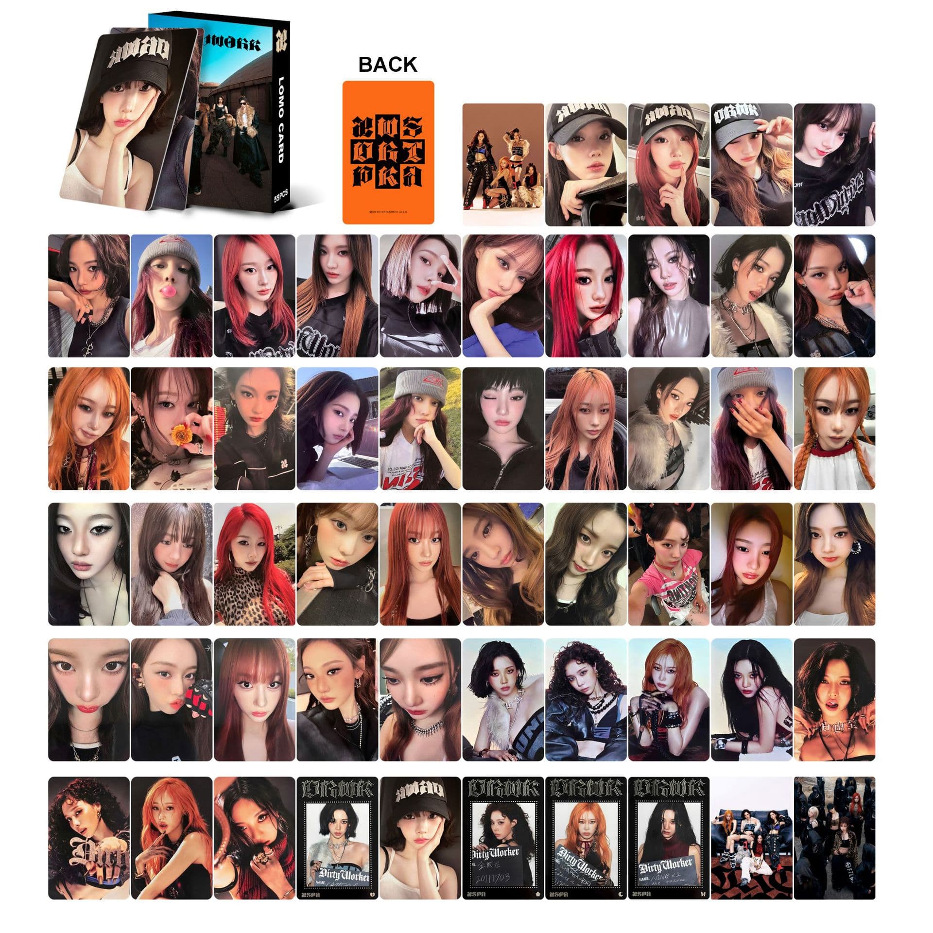55pcs aespa Single Album "Dirty Work" LOMO Card Photocard Karina Winter Ningning