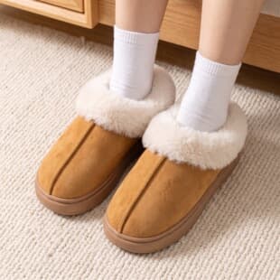 Cross-Border Warm Cotton Slippers for Women, Fleece-Lined Thick Couples Slippers, Indoor Home Non-Slip Wear-Resistant Plush Slippers for Men