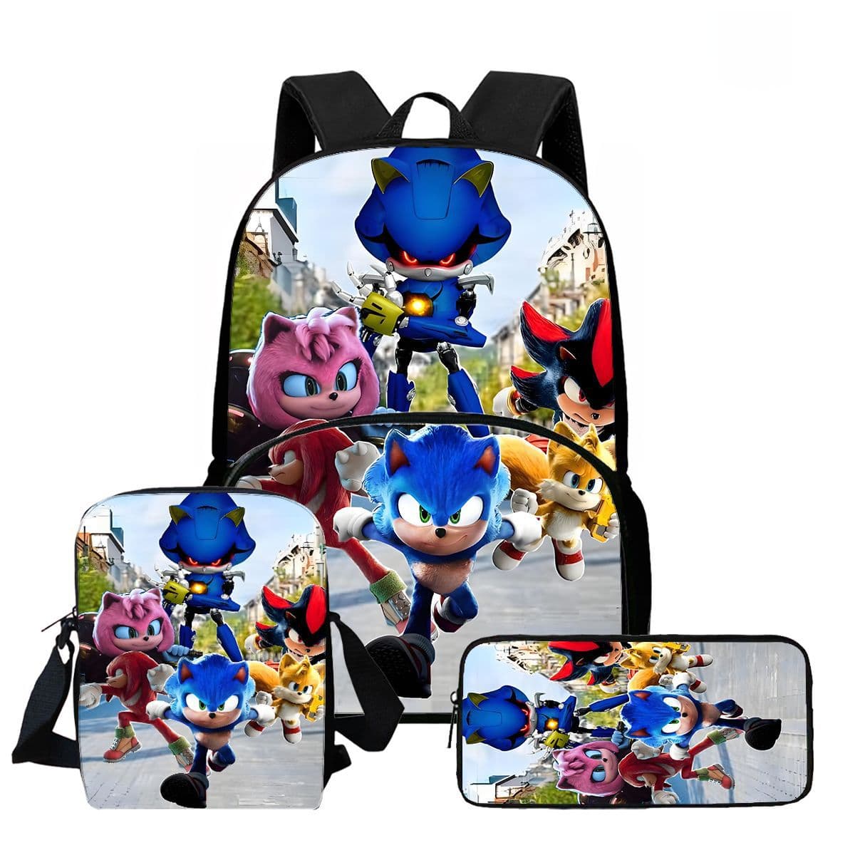 Sonic the Hedgehog 4 Backpack Cartoon High-Definition Print Spine-Protective Lightweight School Bag
