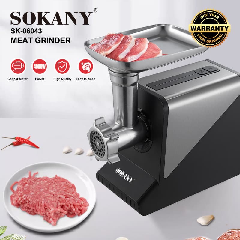 Export SOKANY 06043 Meat Grinder, Household Stainless Steel Sausage Stuffer and Food Processor MEAT GRINDER