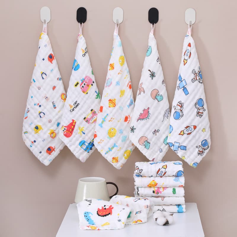 Pure Cotton Small Square Towel, Six-Layer High-Density Gauze Towel, Newborn Children Baby Drool Bib, Infant Face Towel Wholesale