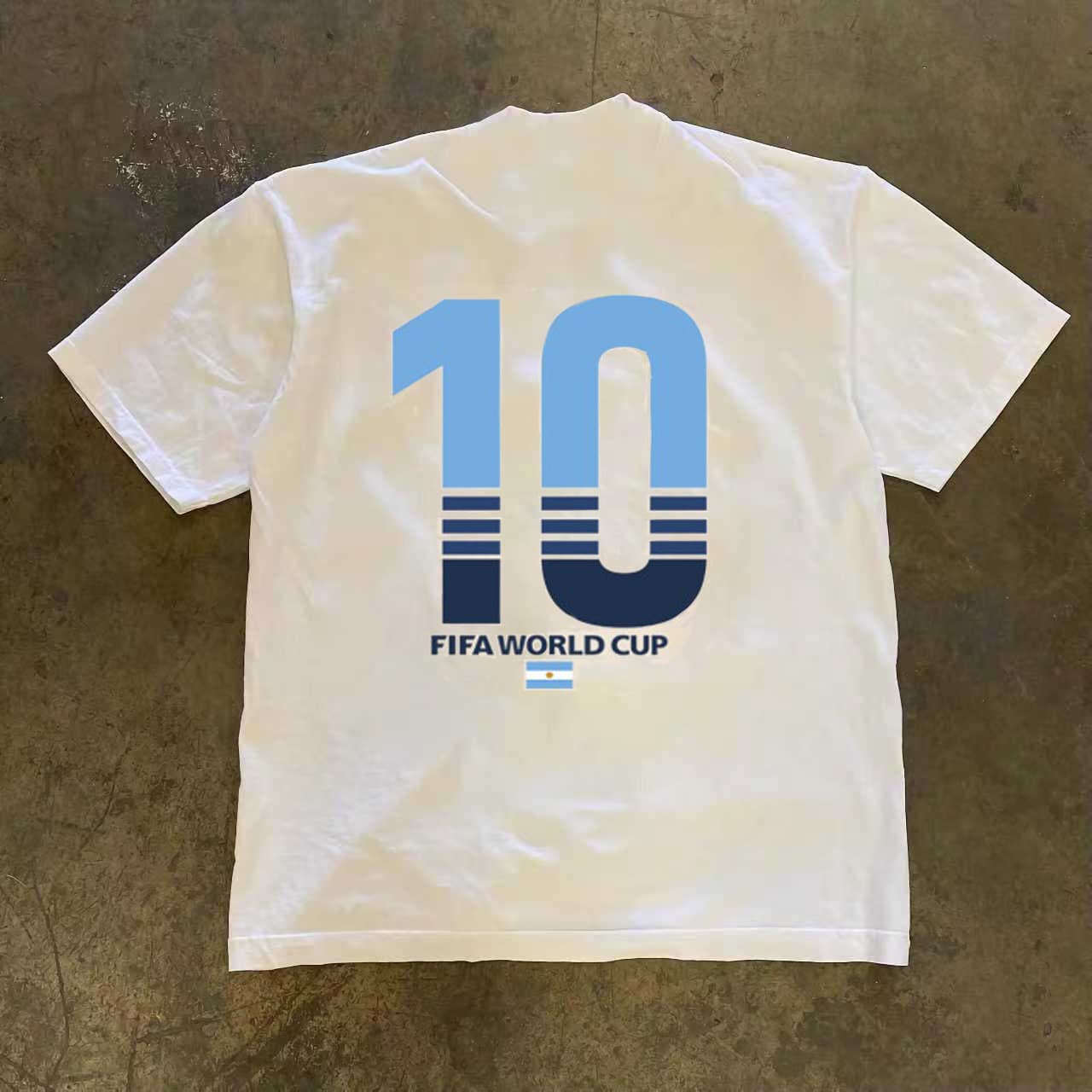 Messi 2026 World Cup Commemorative Short Sleeve T-Shirt for Men and Women, 230g Combed Cotton, Number 10 Jersey