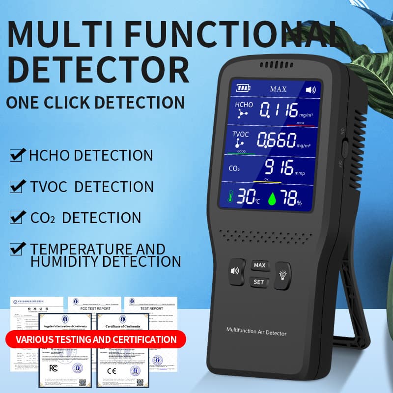 Portable infrared co2 air quality detector formaldehyde carbon dioxide detector indoor temperature and humidity meter