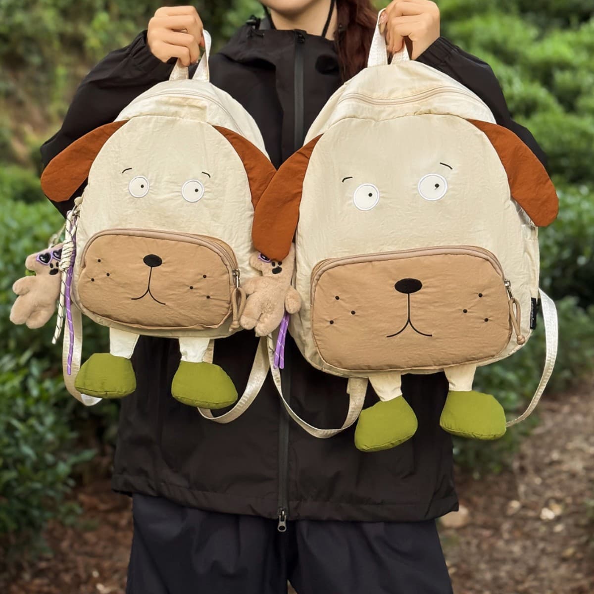 Korean version of ins new high-looking funny silly puppy backpack for grades 3-6 lightweight travel large capacity backpack