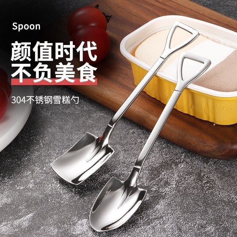 Cross-border Stainless Steel Shovel Spoon Watermelon Spoon Creative Ice Cream Dessert Spoon Internet Celebrity Ice Cream Spoon Eating Ice Spoon Wholesale