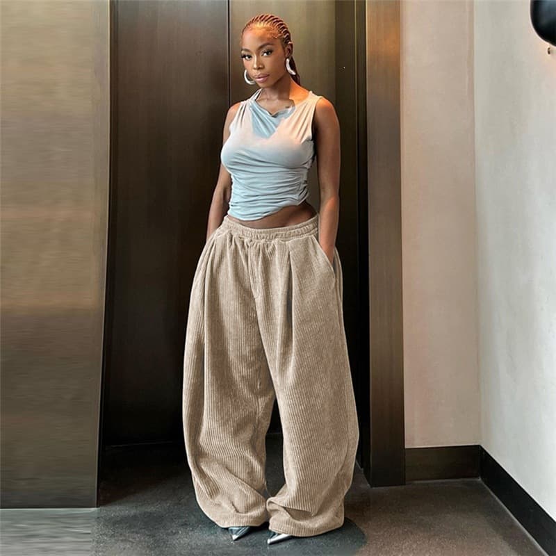 K23P35195 Cross-border Trade 2026 Amazon Fall/Winter Women's New High-Waist Loose Straight Casual Pants
