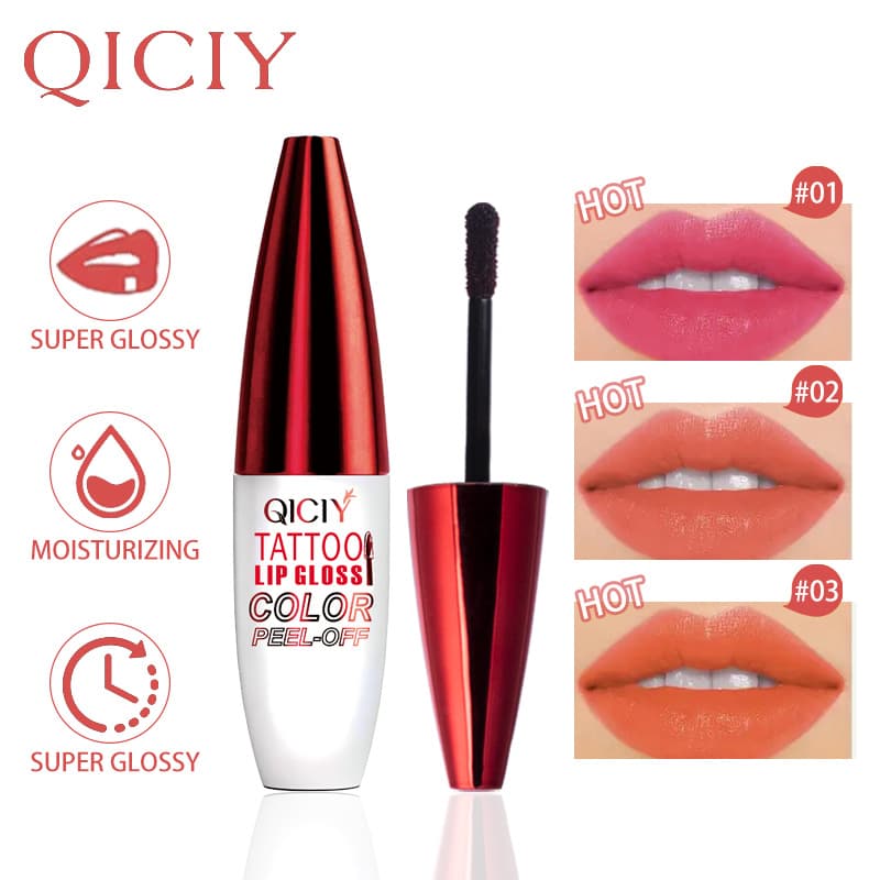 Cross-border exclusive for Amazon QICIY peel-off lip gloss long-lasting non-stick cup color non-fading lip glaze lipstick wholesale
