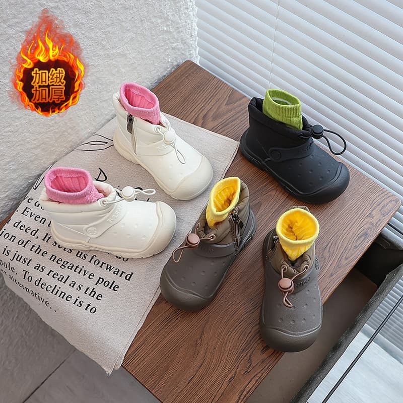 Children's Waterproof Snow Boots Winter Fleece Lined Thickened Boys Outdoor Anti-Slip Big Cotton Ankle Boots Girls Warm Cotton Boots
