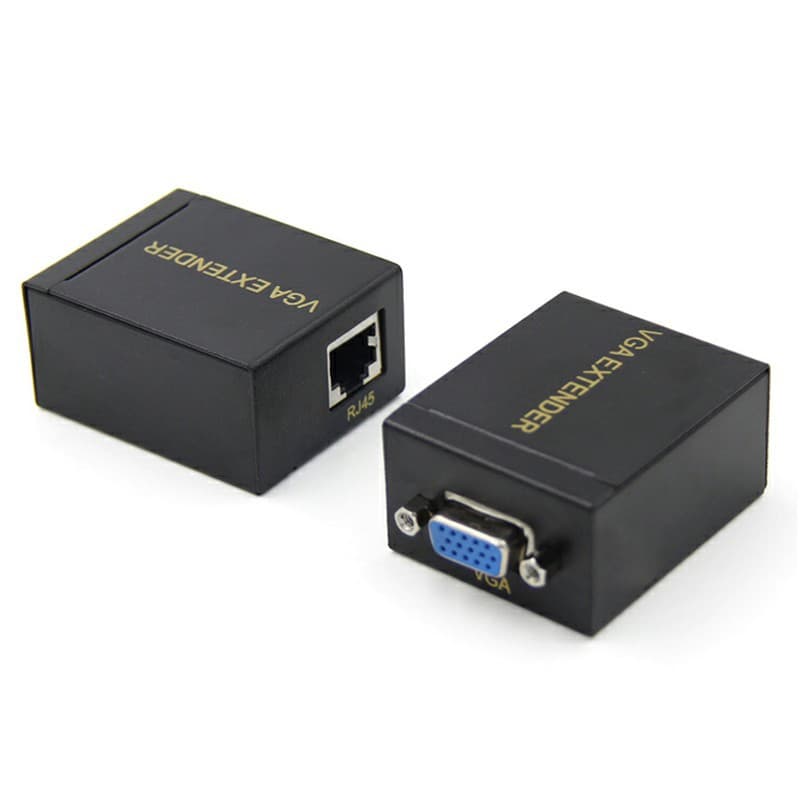 VGA Extender 60m RJ45 Single Network Cable Signal Amplifier Transmitter 8P8C to Analog Converter