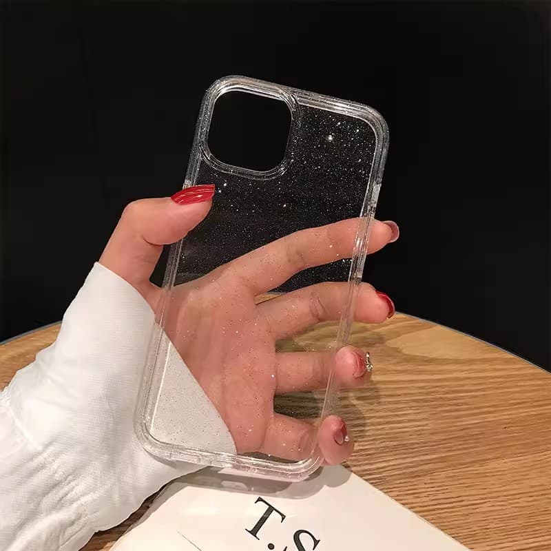 Glitter Transparent Case for iPhone 15 Phone Case TPU Popular 14 Hot Selling 17Pro Shockproof 16 Soft Case Wholesale