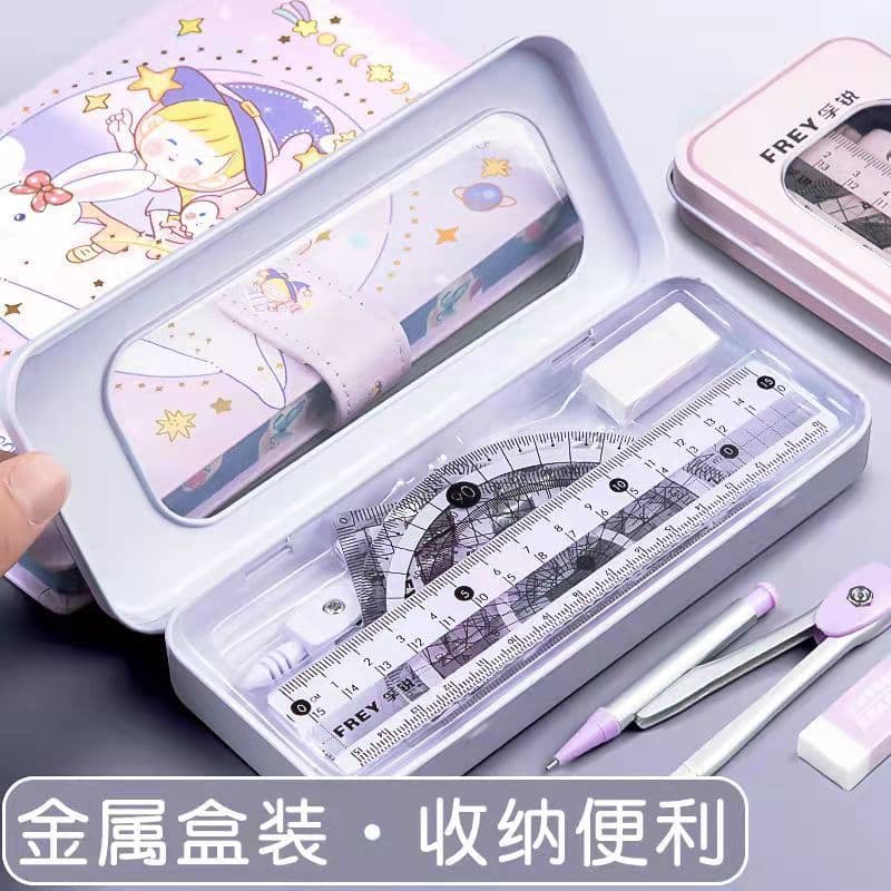 Stylish Compass and Ruler Set, Triangle Ruler, Multifunctional Ruler Set for Middle School Entrance Exam, Professional Drawing Tools for Elementary and Middle School Students
