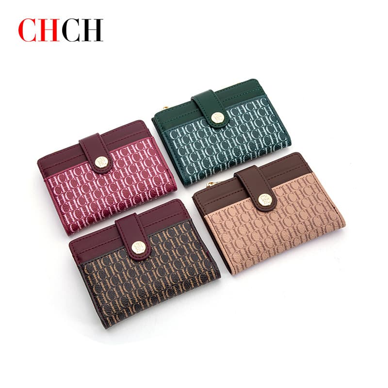 Classic Floral Print Compact Square Wallet Lightweight Fashion Lock Clasp Folding Ladies Purse CHCH Stylish Portable Luxury