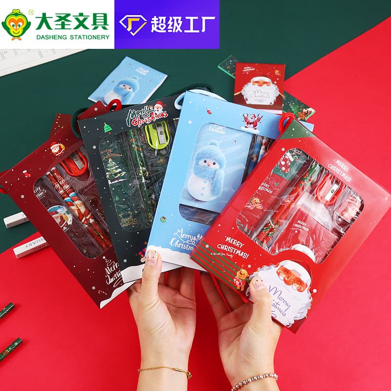 Christmas Stationery Set Pencil 6-Piece Pack Christmas Eve Holiday Gifts Elementary Student Prizes Manufacturer Wholesale