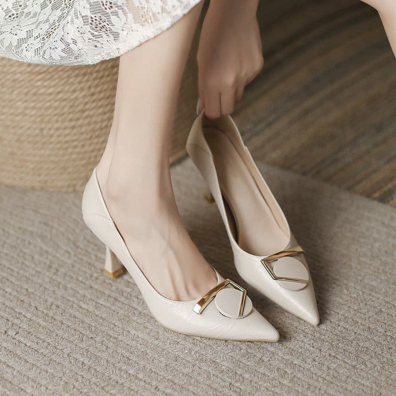 Women's French High Heels, 2026 Spring/Autumn New Arrival, Pointed Toe, Shallow Mouth, Stiletto Heel, Elegant Commuting, Non-Tiring, Mid Heel Pumps for Women