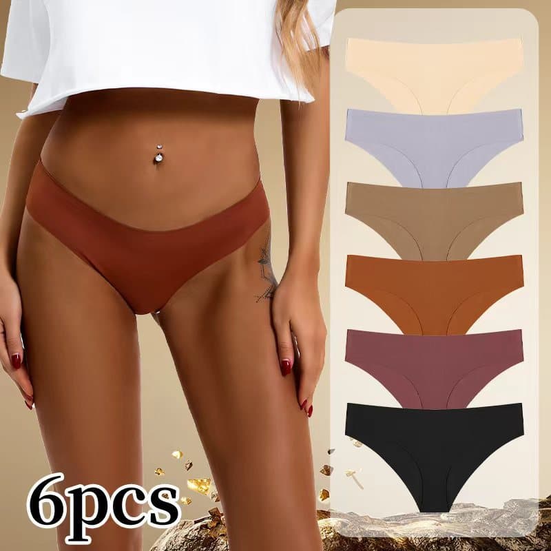 European and American Seamless Ice Silk Women's Underwear, One-Piece Cotton Crotch, Breathable Quick-Dry Mid-Waist Triangle Panties