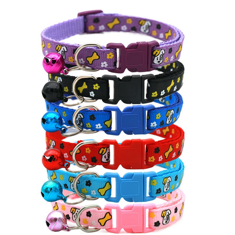 1.0 Bone Dog Head Flower Pet Cat Dog Collar Cat Bell Collar Pet Supplies Wholesale