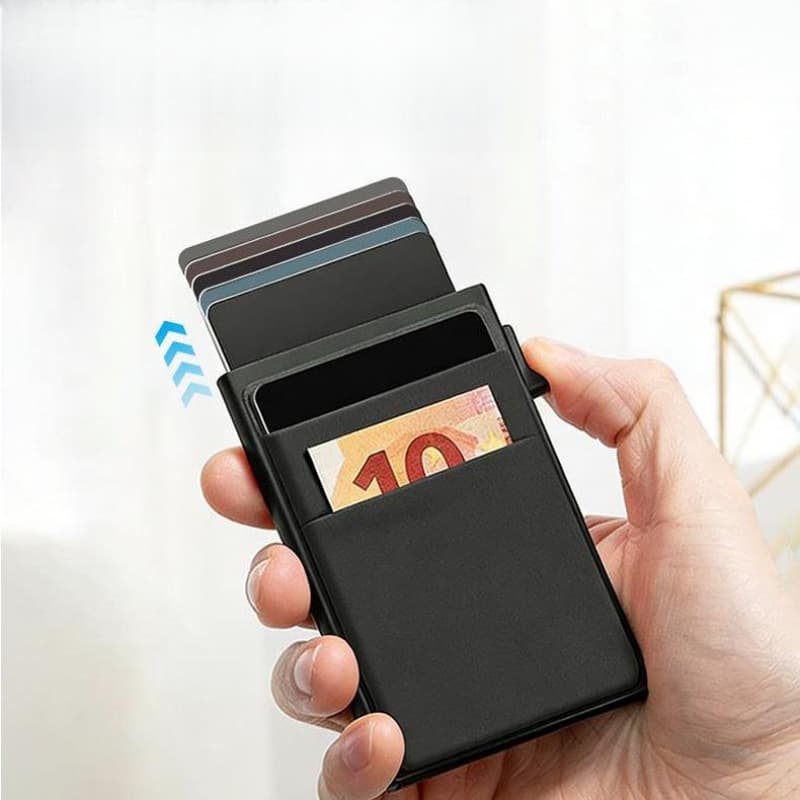 Portable Card Holder Wallet Large Capacity Auto Pop-Up Simple Card Case Anti-Theft RFID Blocking Coin Purse Key Card Ejector