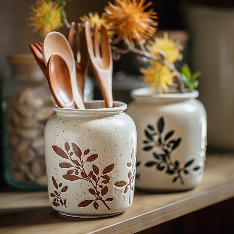 Suxin Hand-Painted Vintage Ceramic Storage Jar, Desktop Storage Canister Pen Holder, High-Aesthetic Vase Ornament, Cross-Border Export