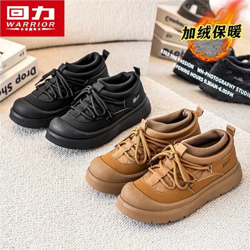 Warrior Men's Shoes 2026 New Style Winter Thickened Warm Cotton Shoes Retro Chunky Sock Shoes