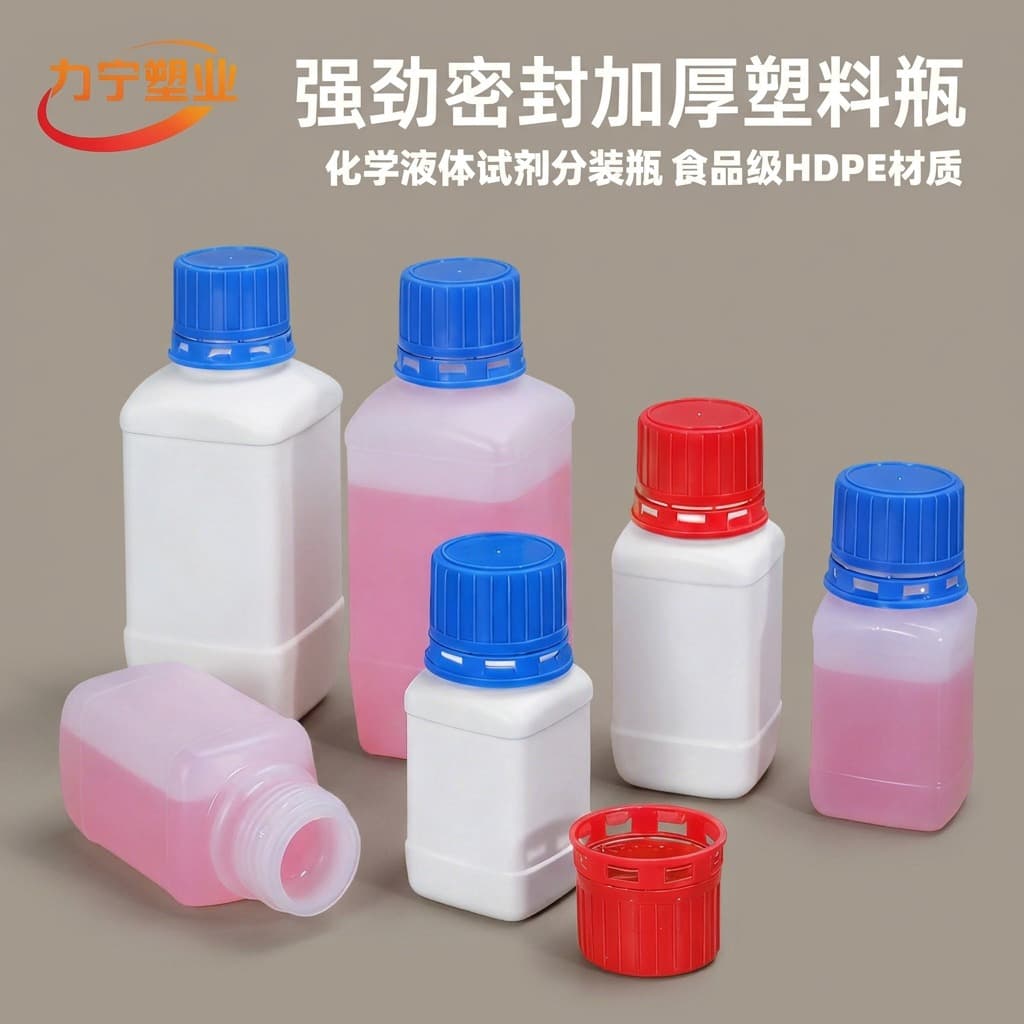 Reagent Square Bottle Tamper-Evident Inner Cap, Strong Seal, Irradiatable, Lab Chemical Bottle, Ink Bottle, Solvent Plastic Bottle