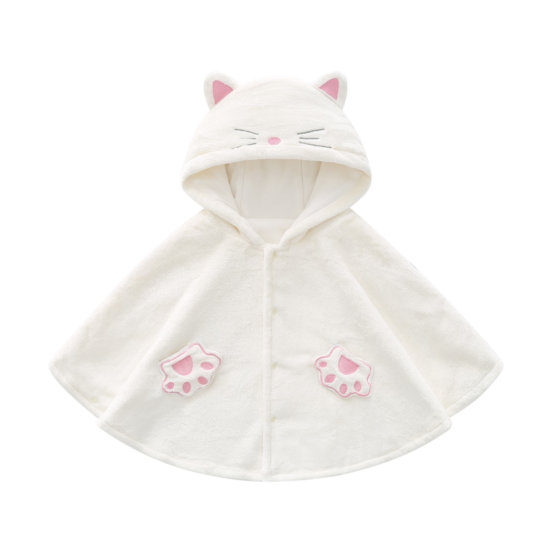 Children's 2026 Fall/Winter New Style Cape, Baby Cute Beige Cat Fleece Warm Poncho, Infant Outdoor Wear