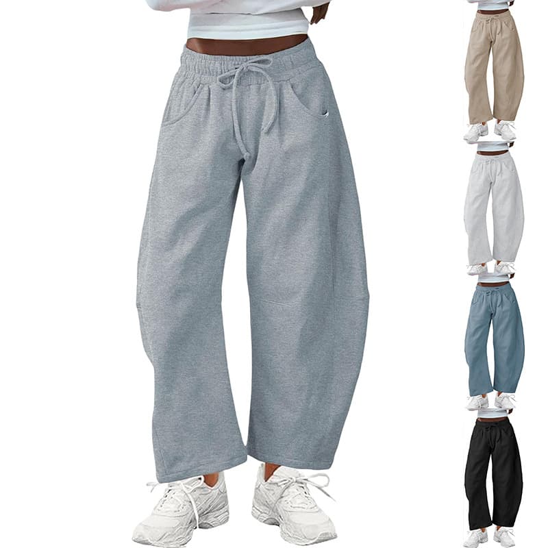 2025 Cross-border European and American Women's Fashion Amazon Independent Station Summer Hot Selling Sweatpants Drawstring Pocket Capri Pants Joggers