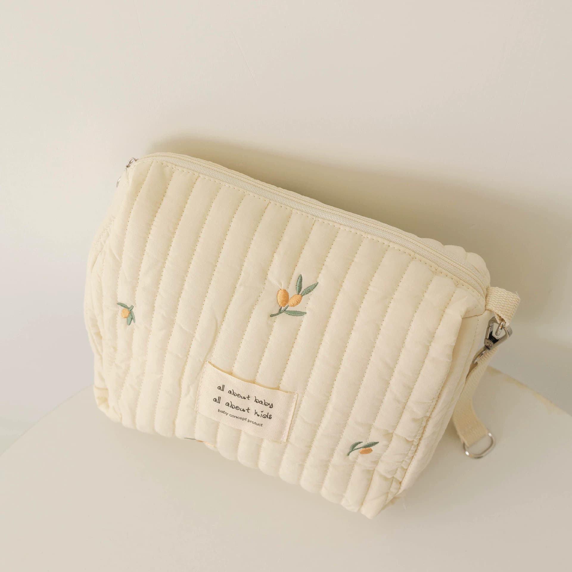 Korean-style Mom Bag Multifunctional Large Capacity Bear Embroidery Quilted Diaper Bag Handbag Crossbody Stroller Hanging Bag