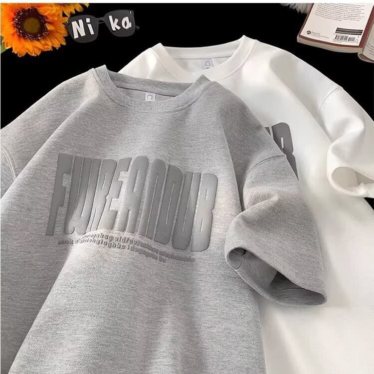 Heavy foam short-sleeved T-shirt men's summer American fashion brand trend all-match loose round neck five-point half-sleeved T-shirt