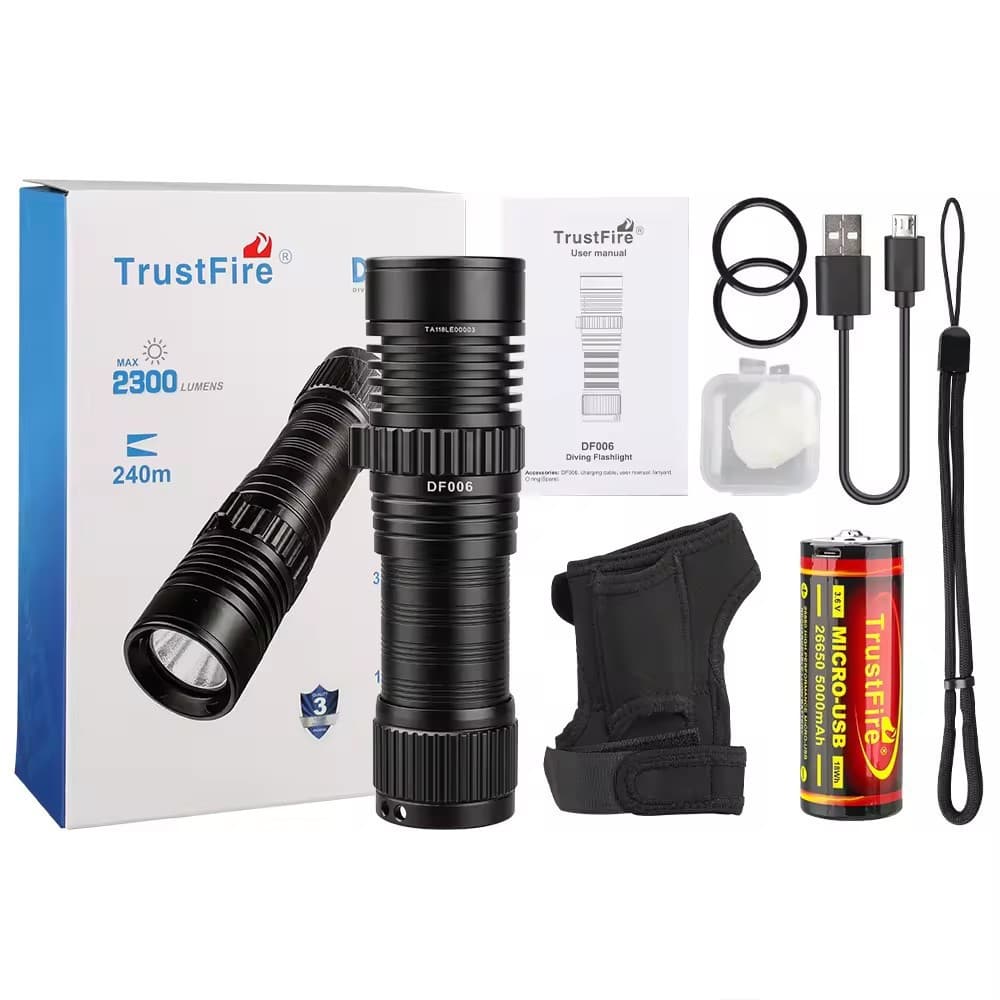 TrustFire DF006 Diving Flashlight Strong Light 2300lm Underwater Salvage Lighting Beachcombing Waterproof Flashlight