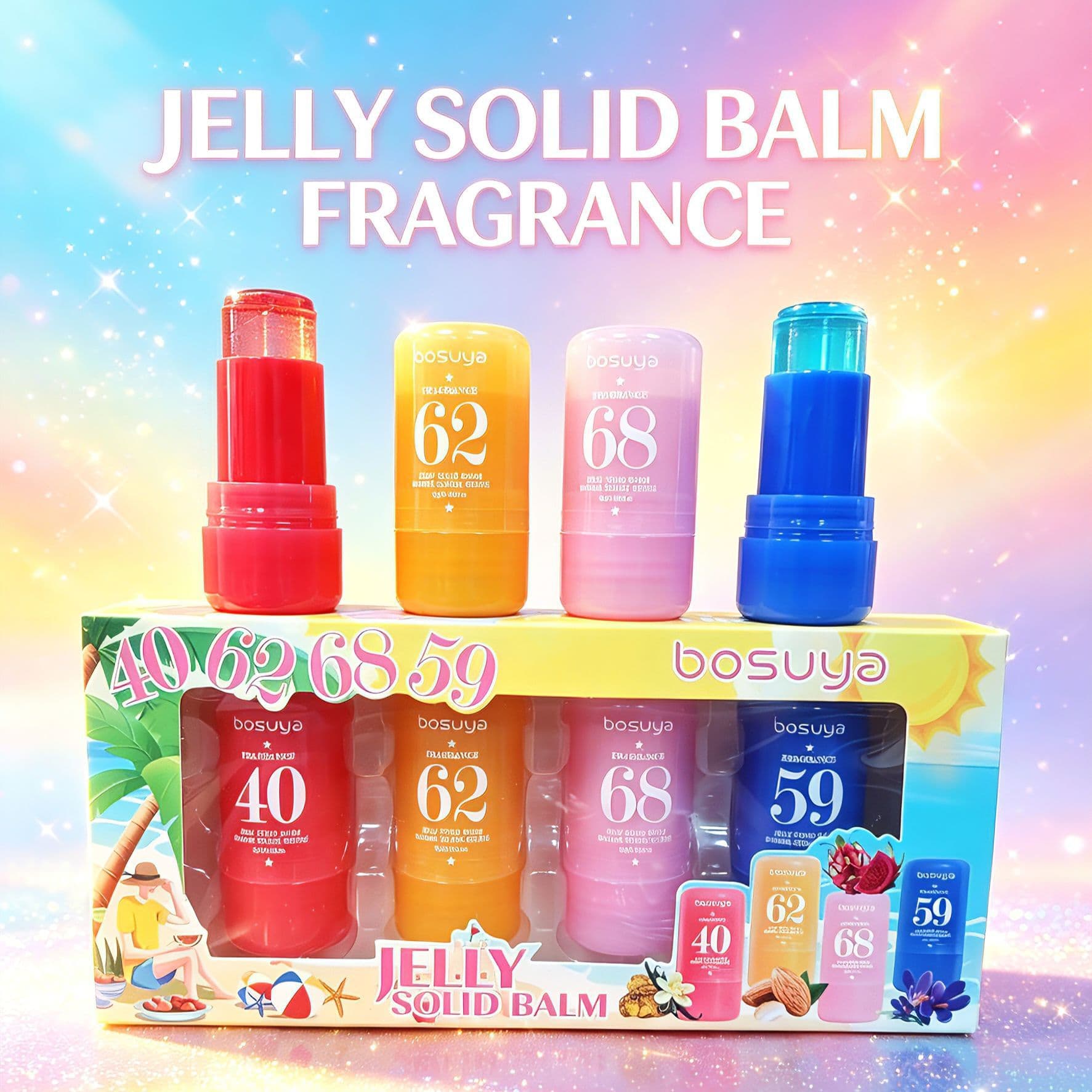 [Cross-border Exclusive] Bosuya Deodorant Balm Set Long-lasting Fragrance Creamy Texture Non-greasy Compact and Portable