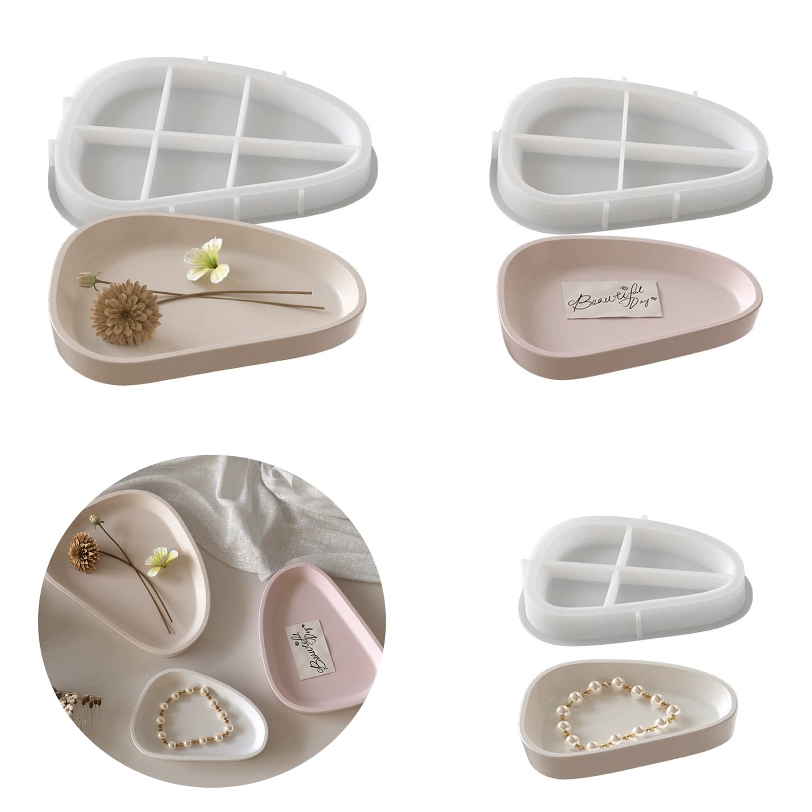 Irregular simple tray plaster silicone mold glue diy round triangular dish storage tray cement clay mold