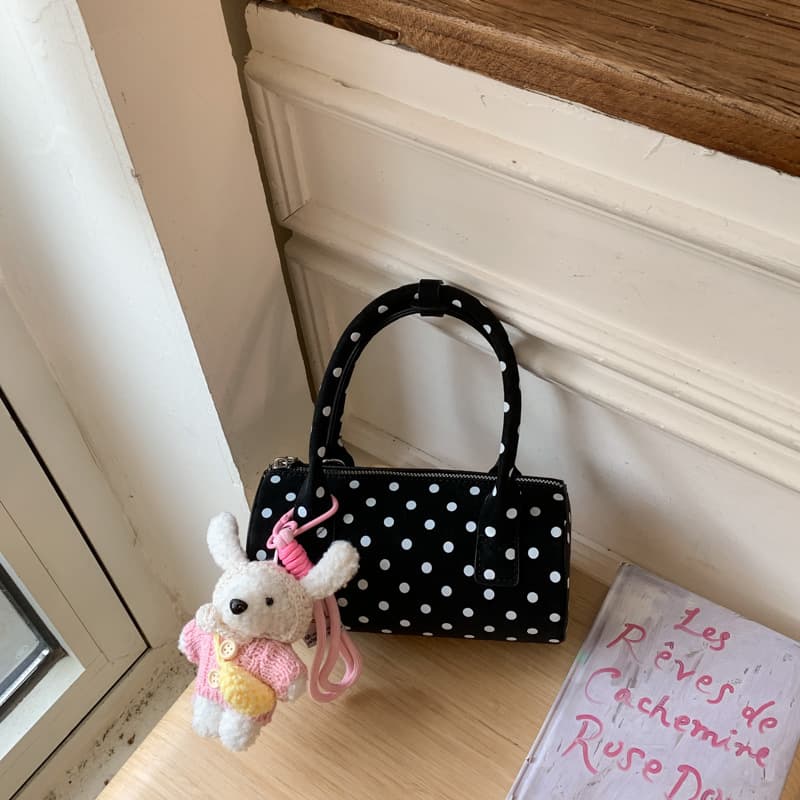 Korean-style niche design trendy cylindrical bag, personality polka dot print handbag, shoulder bag, crossbody bag