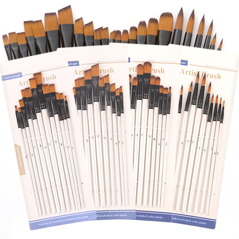 Cross-border 12 oil paint brush set acrylic paint brush nylon hair paint pen art diy painting gouache watercolor pen