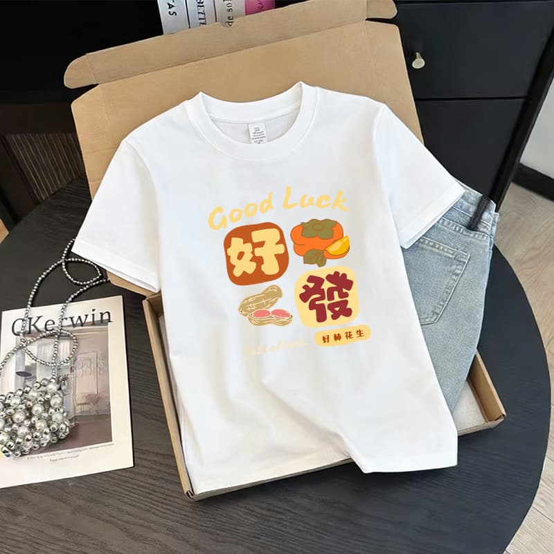 Summer Trendy Printed Cotton Short Sleeve T-Shirt for Women, Stylish, Age-Defying, Loose, Versatile, Ins Fashion Casual Top