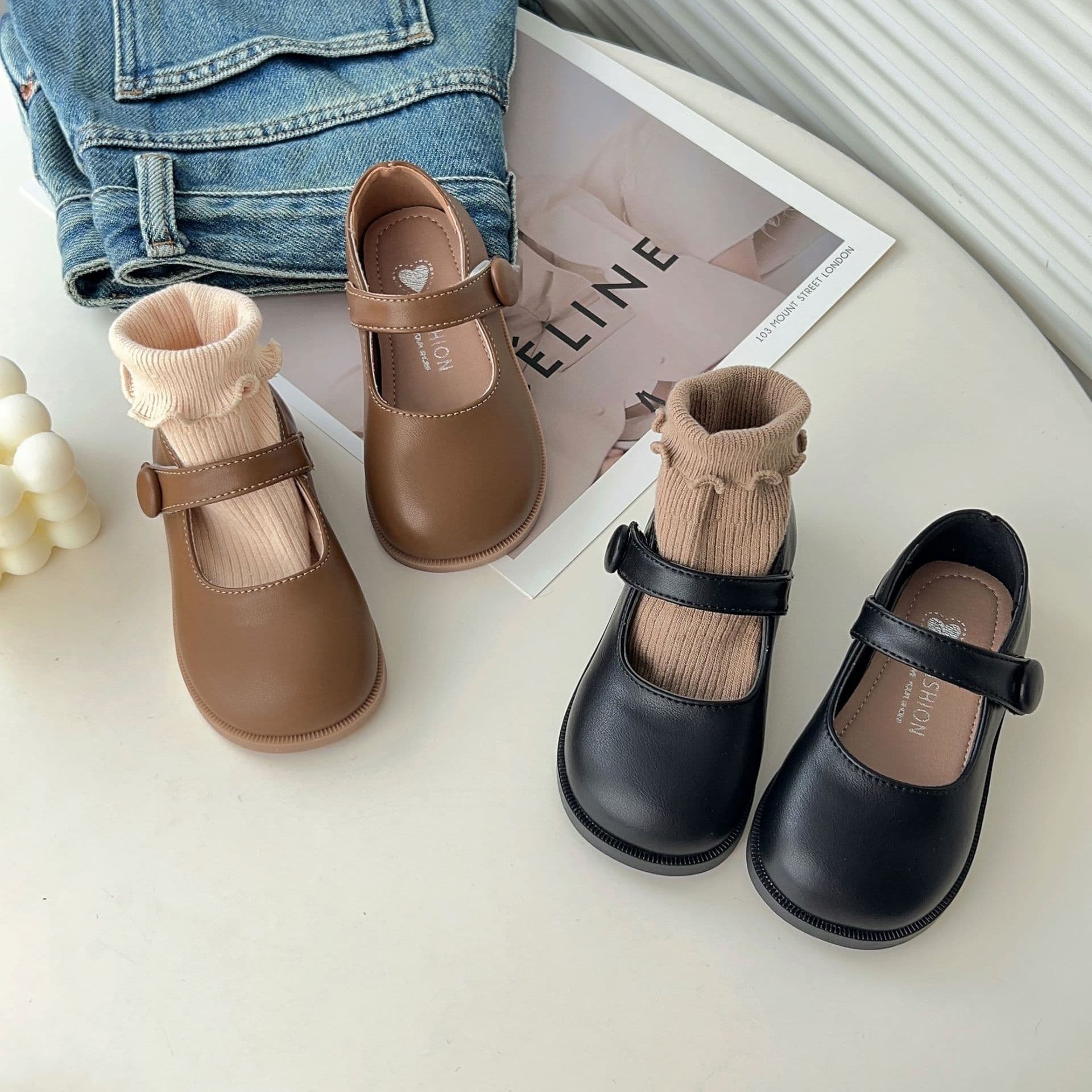 Girls Leather Shoes Black Princess Shoes Soft Sole 2025 New Children Shoes Loafers Girls Shoes Toddler Shoes