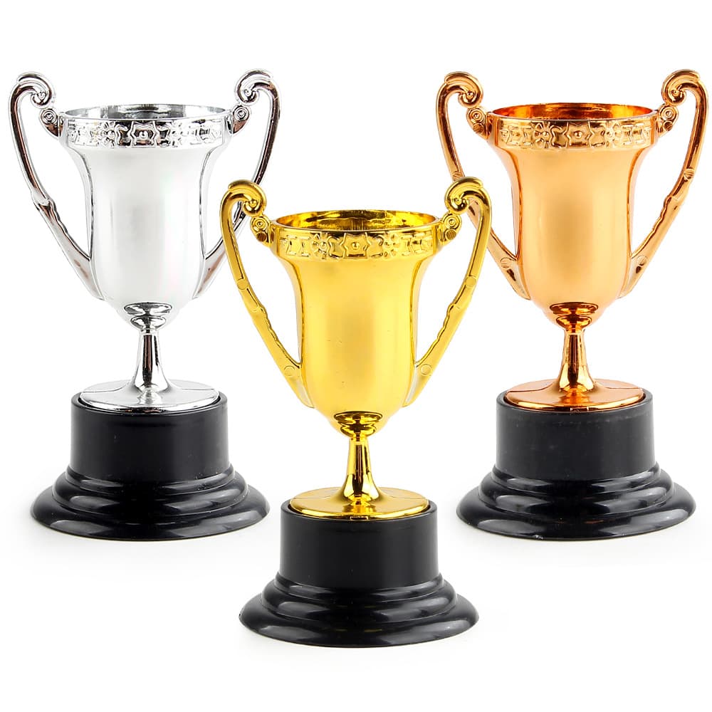 Mini Plastic Honor Trophy Cup Sport Meet Reward Props Party Toy Bronze Decorative Ornaments