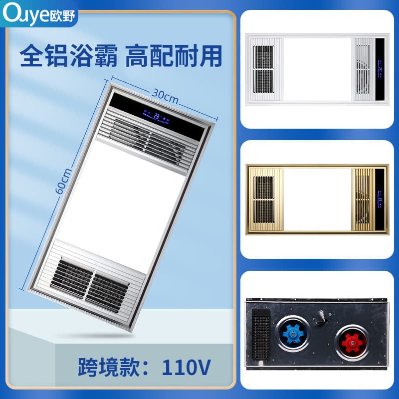 Cross-Border 110V Multi-Functional Air Heating Bathroom Heater with Smart Exhaust Fan and Integrated Ceiling Design