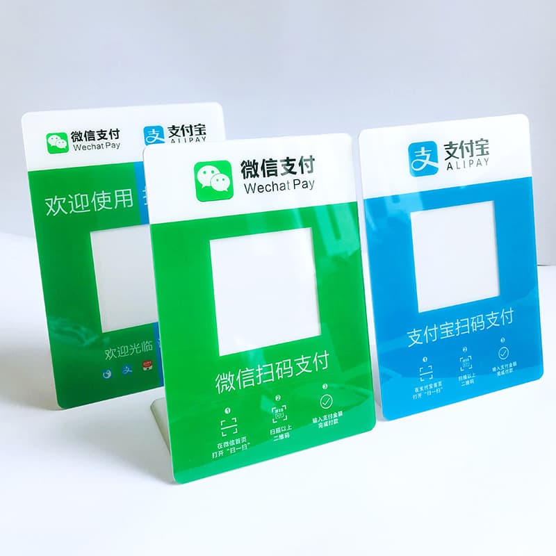 Ready Stock Acrylic WeChat QR Code Payment Plate, Bank Scan Code Sticker Stand, Merchant Payment Scanner Sign