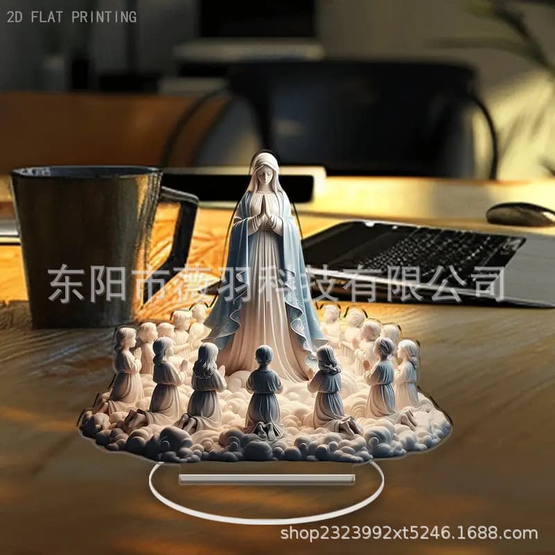 2D Flat Acrylic Cross-border Prayer Virgin Mary Desktop Decorative Craft Ornament Home Decor Holiday Gift
