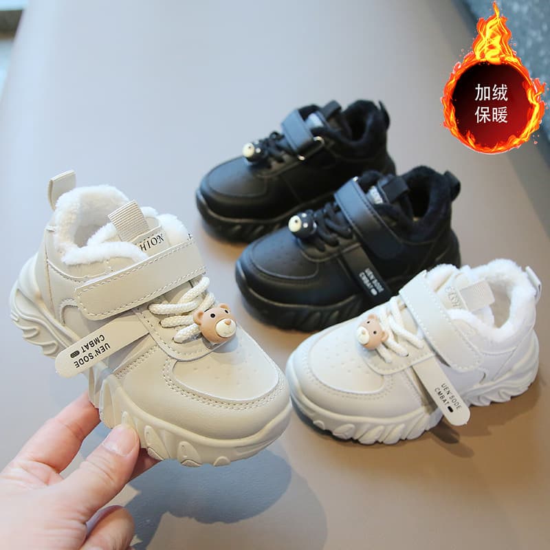 Children's cotton shoes 2025 winter style boys' sports shoes fleece-lined and thickened girls' dad shoes warm baby casual shoes