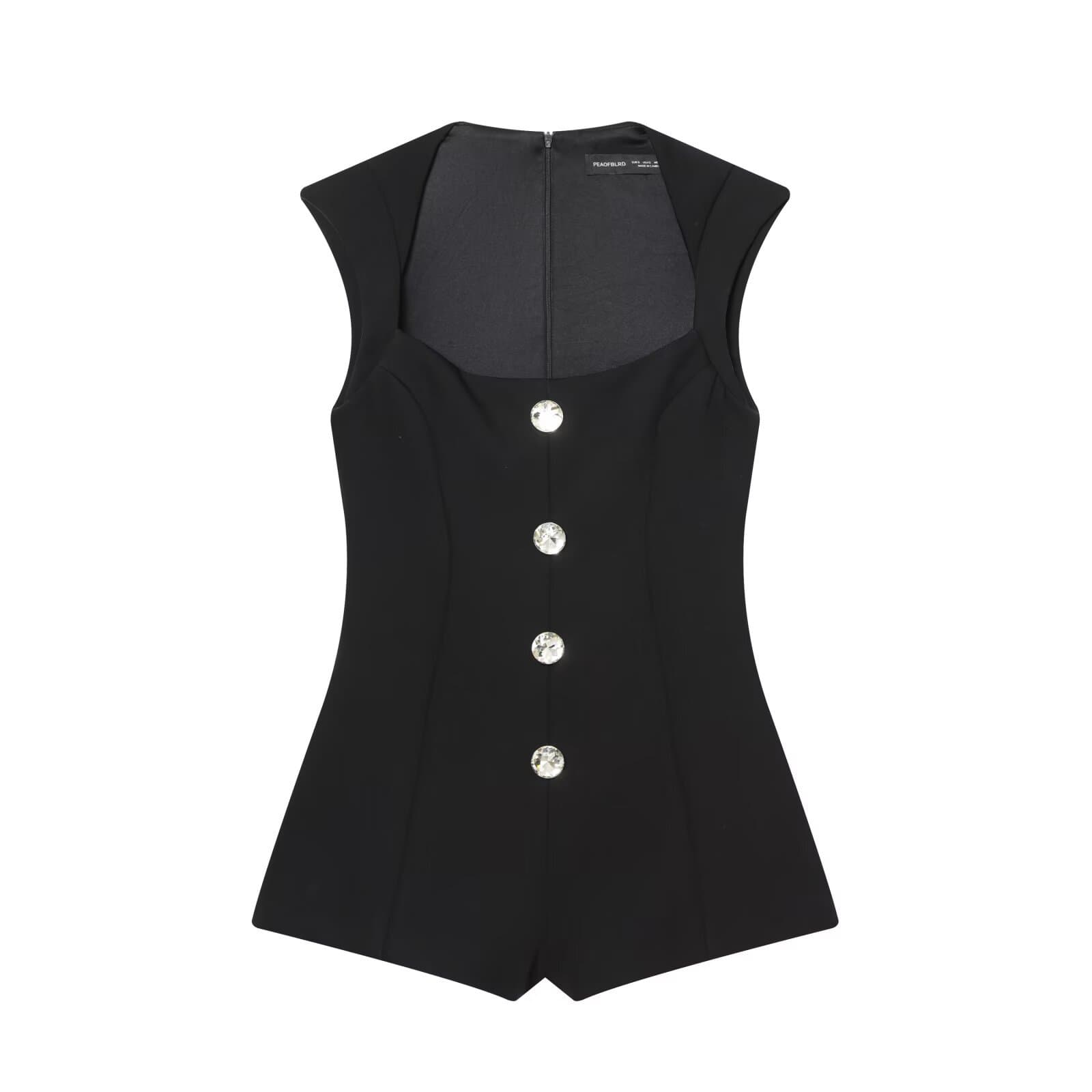 Bsk&Traf Women's 2025 Winter New European and American Style Jewelry Button Decorated Short Jumpsuit 8415624