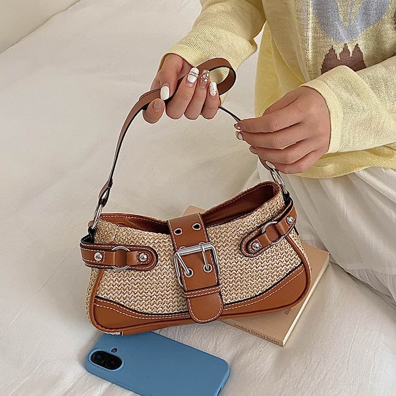 2026 woven design casual and simple women's texture summer new style foreign personality fashion single shoulder armpit bag