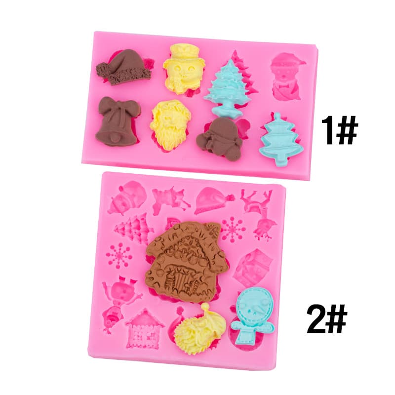Christmas Series Decorative Candy House, Reindeer, Christmas Tree, Santa Hat, Baking Decoration Silicone Mold