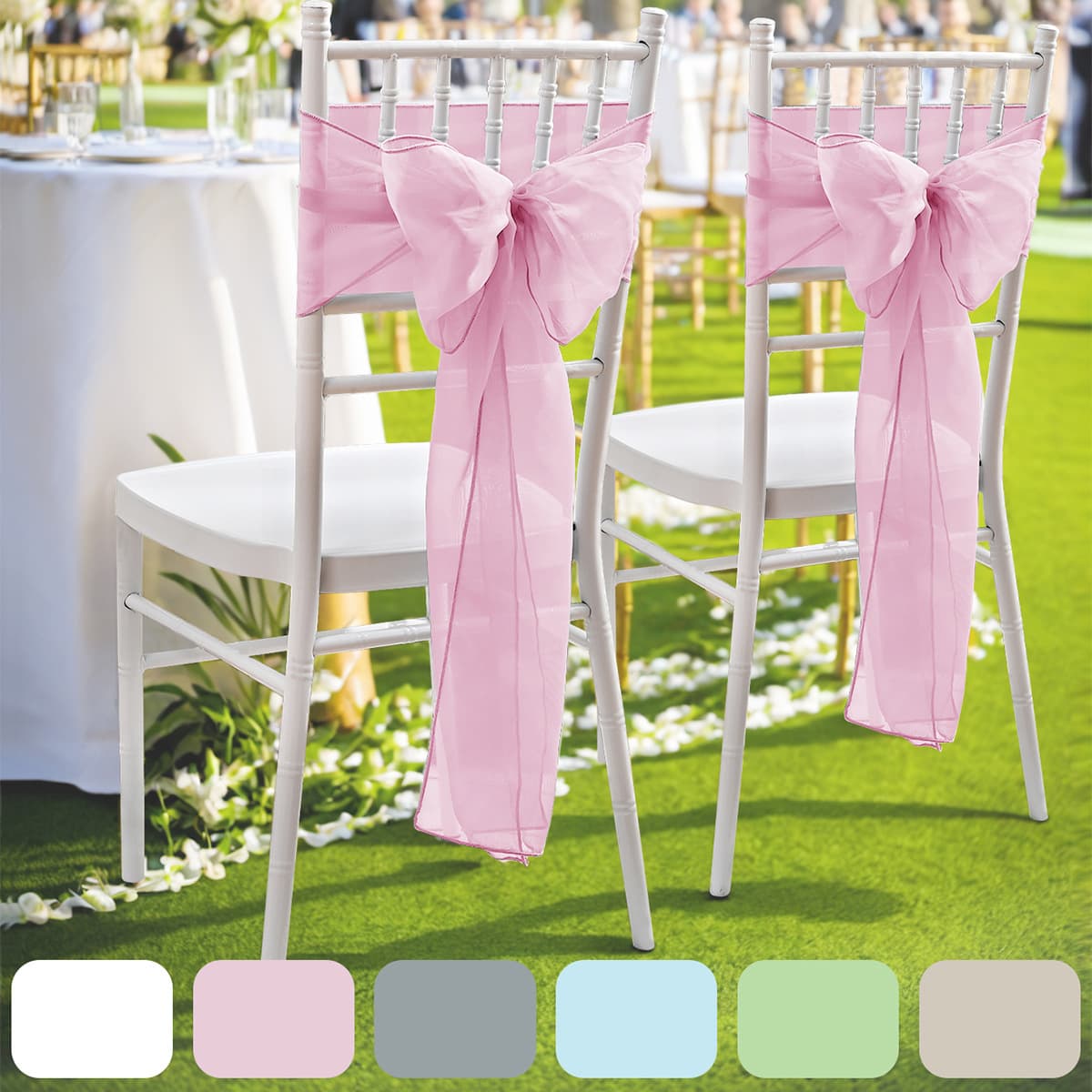 Amazon Cross-border Terylene Chair Back Flower Wedding Bow Decoration Bouquet Wedding Photography Prop Chair Back Flower