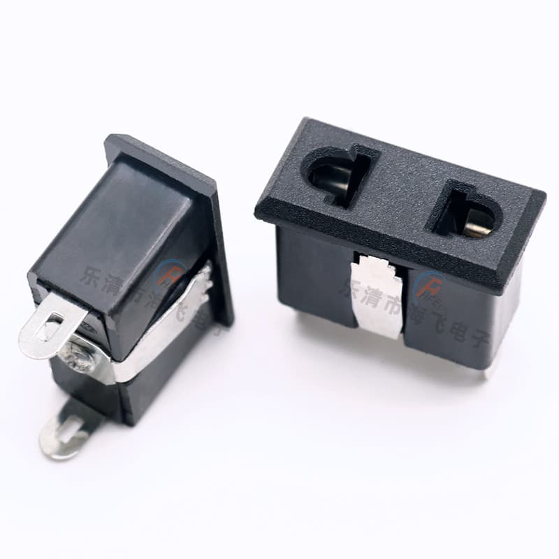 AC Recessed Two-Pin DC Output Power Socket, Two-Hole Appliance Female Socket AC-09A Socket Metal Clip