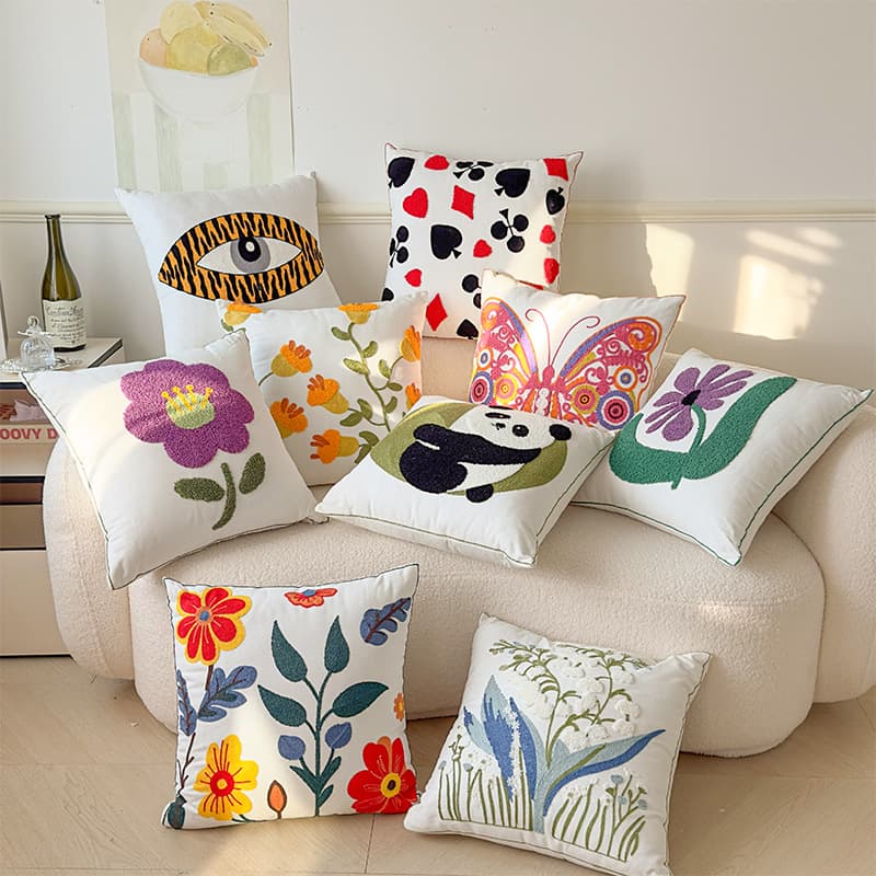 Popular pillow three-dimensional flower towel embroidered cushion small fresh flower seat pillow cover home sofa cushion cover