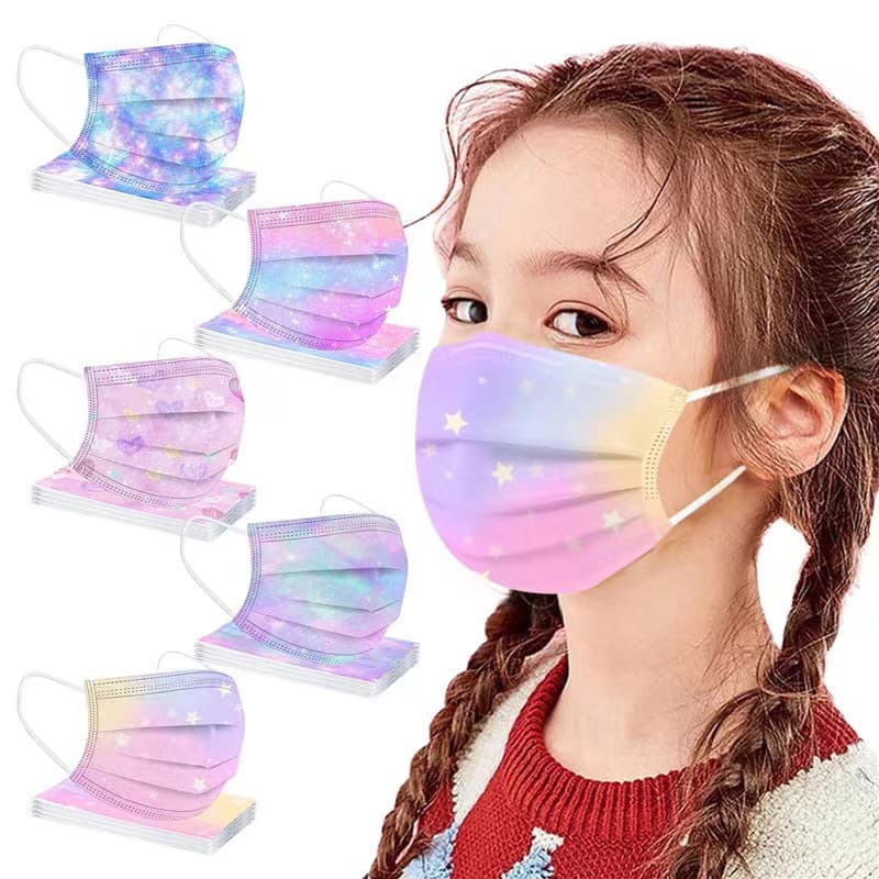 Starry Sky Children Adult Mask Flat Gradient Disposable with Meltblown Individually Packaged Face Mask Supports Crossing