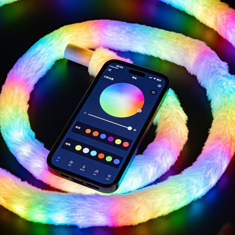 New cross-border mink velvet neon light strip with 360-degree circular glow, colorful rgb racing plush led light strip
