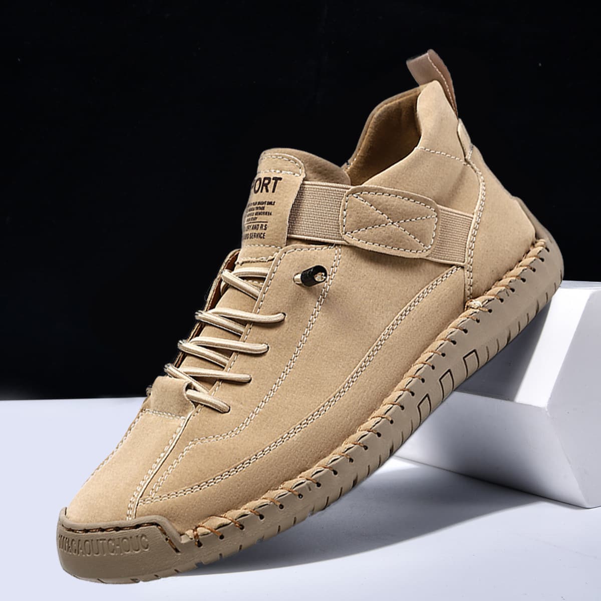 Amazon Hot Seller 2024 Cross-border Large Size Men's Shoes Mid-top Leather Boots Women's Casual Shoes Work Boots Stitched Couple Short Boots